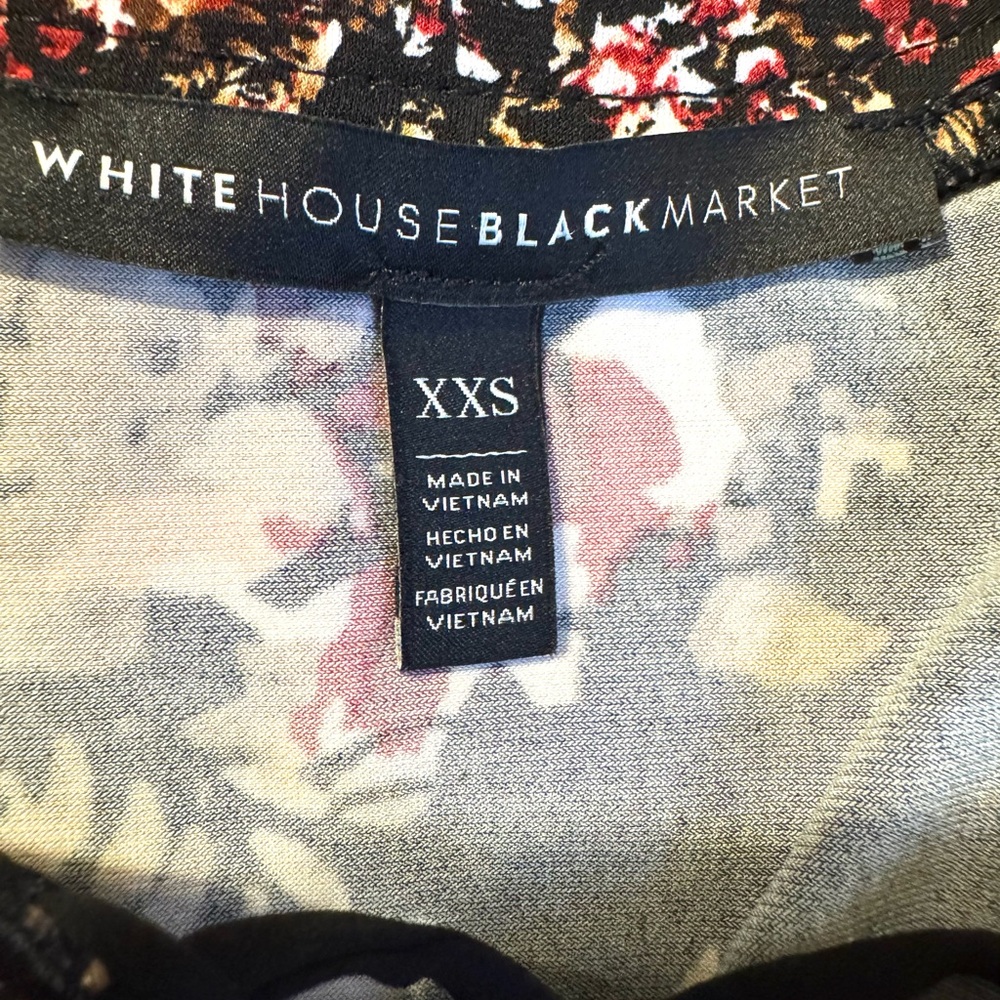 WHBM BLACK Floral Print Top w/CRISS-CROSS & TIE NECKLINE DETAIL   XXSMALL   #V - Picture 6 of 8